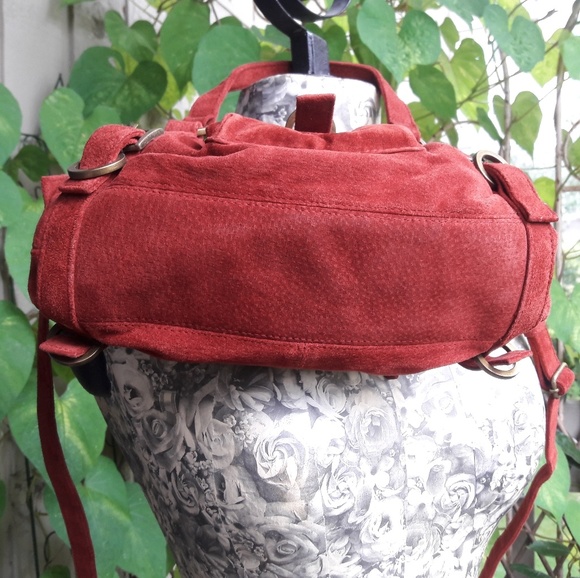 Suede handbag - rust color - Picture 5 of 5